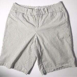 Dockers Women's Cream Shorts with Navy Pinstripes